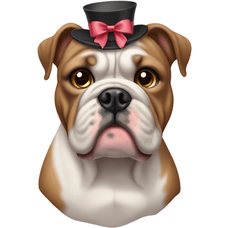 Olde English bulldog with a hair bow emoji