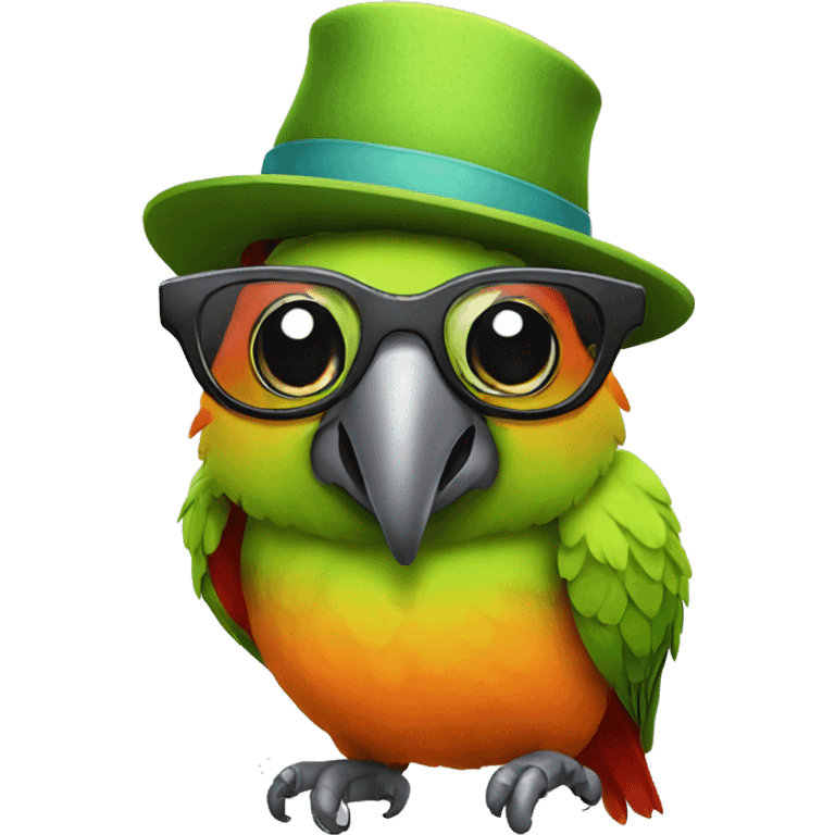 parrot with hat and glasses  emoji