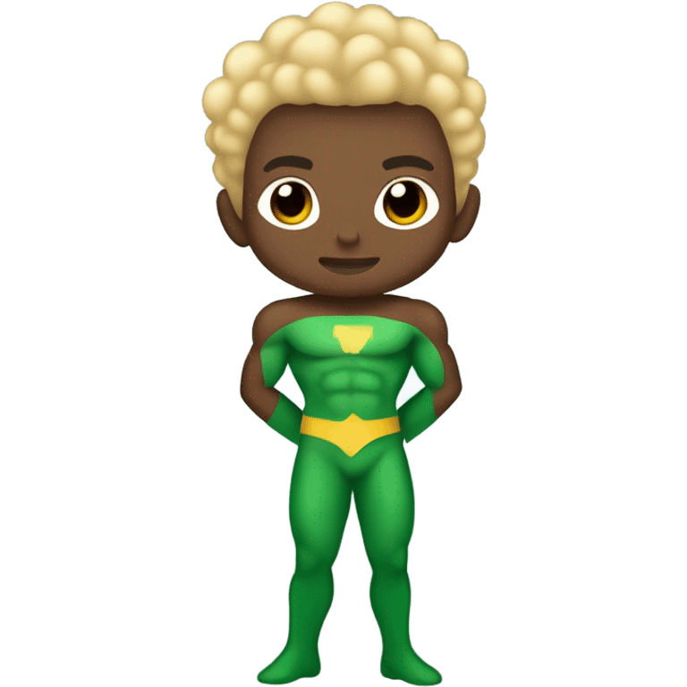 Afro Light-skinned teenager shirtless in a green superhero costume of Prince Namor while swimming. emoji