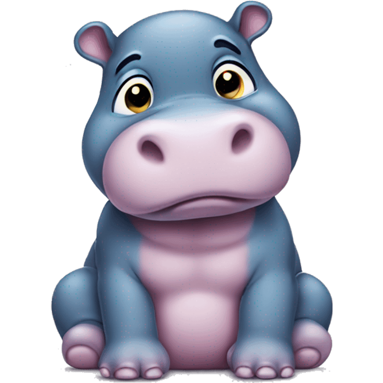 Sad cute baby hippo emoji