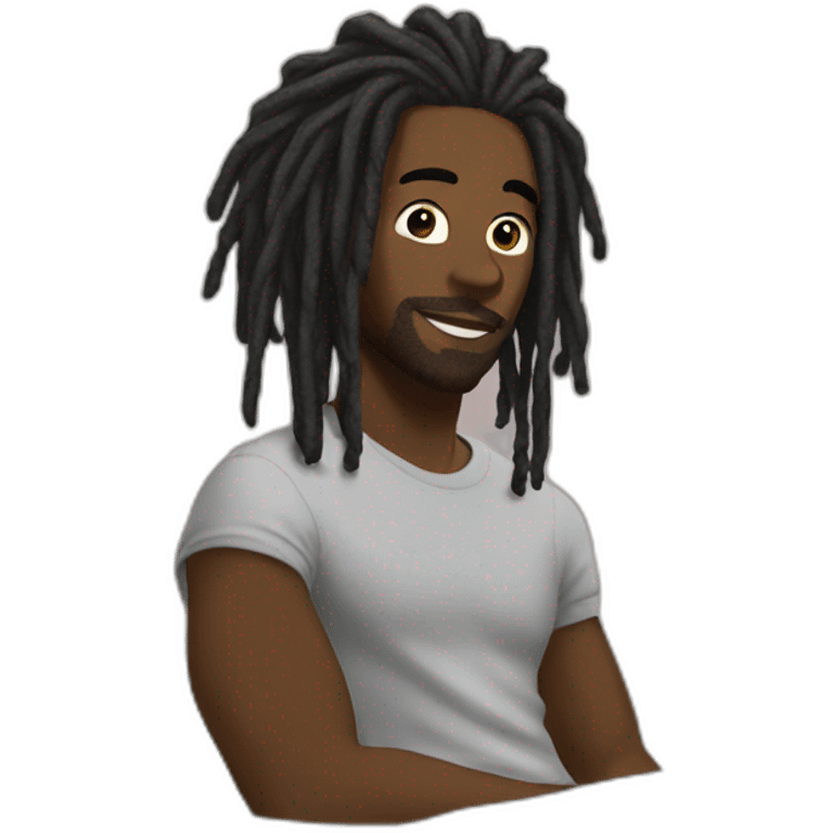 Black man dreadlock in a bedroom emoji