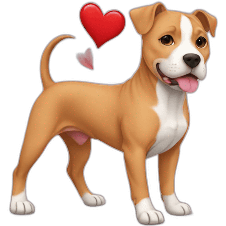 Cute light brown Pitbull wth a heart emoji