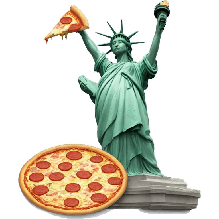 Liberty statue eating pizza emoji