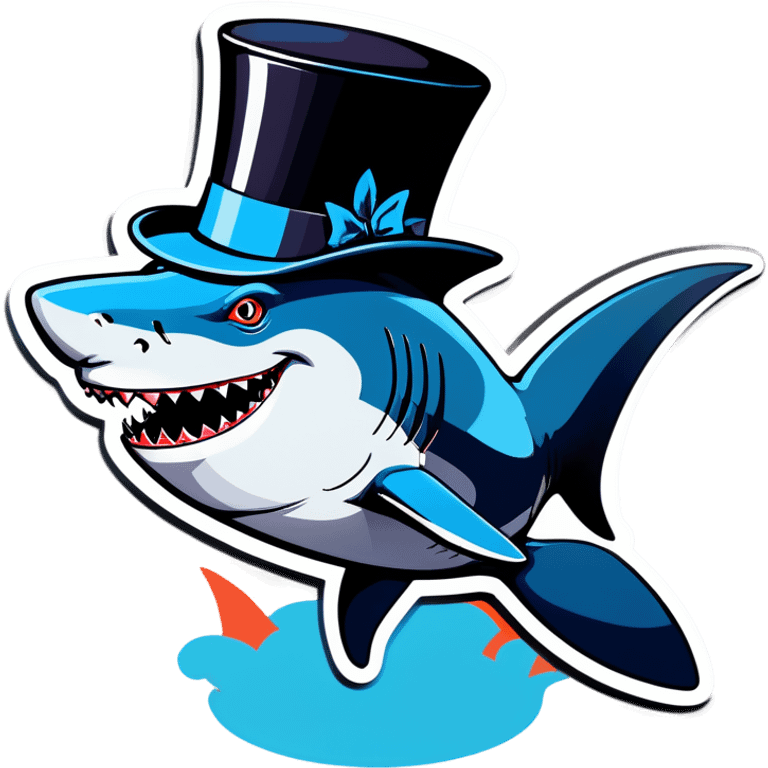 Shark with a top hat emoji