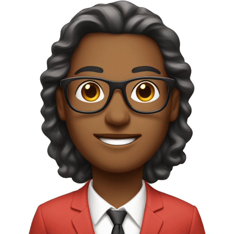 An entrepreneur in a pastel red suit and glasses emoji