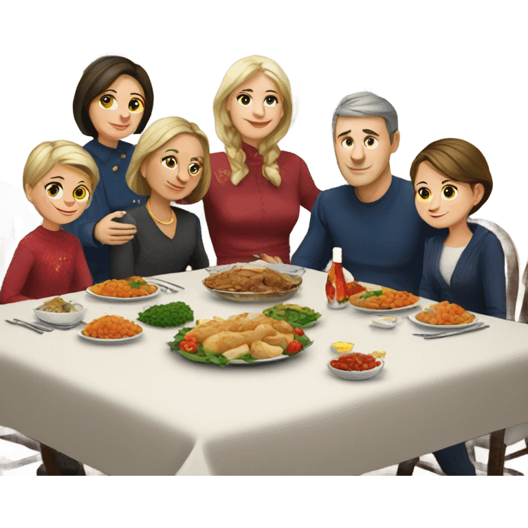 Russian family sitting at the New Year's table emoji