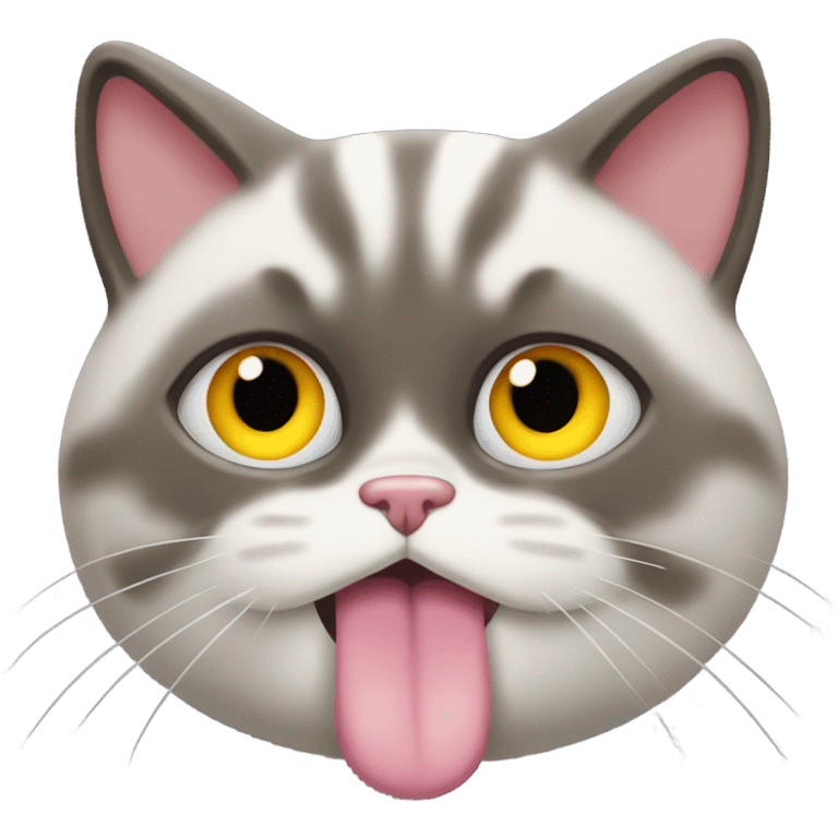 Cat tongue out very sad looking upwards emoji