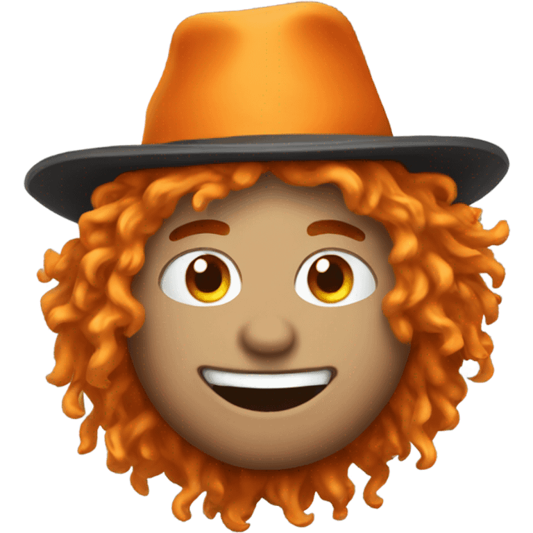 crazy hat with orange hair emoji