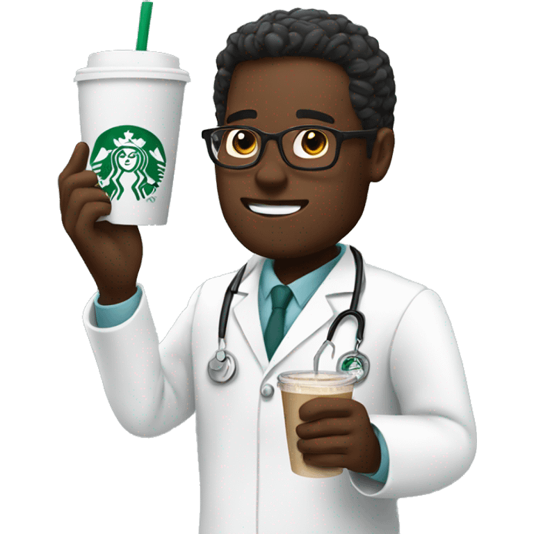 Doctor drinking a Starbucks coffee emoji