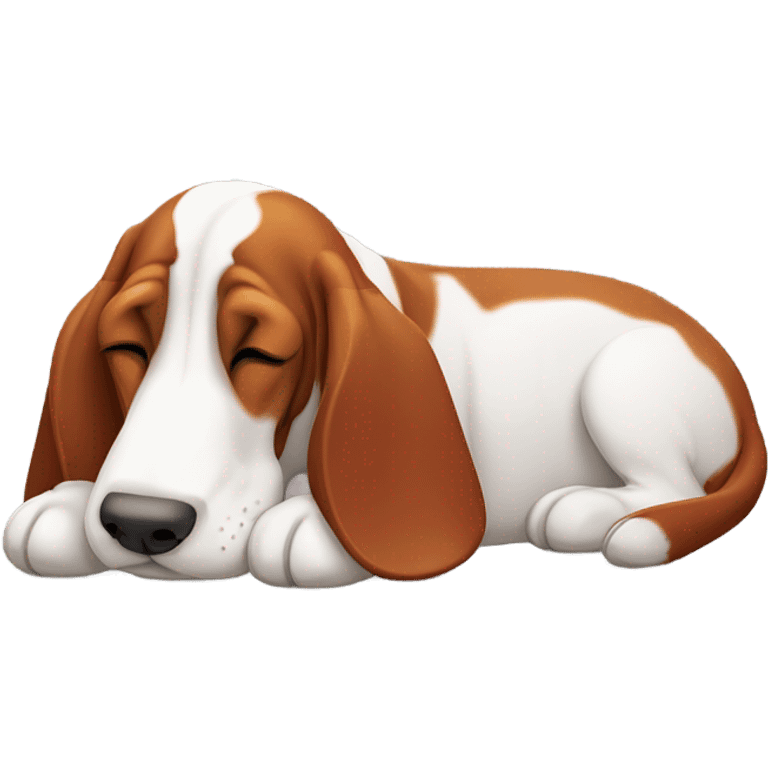 Red and white basset hound sleepy emoji