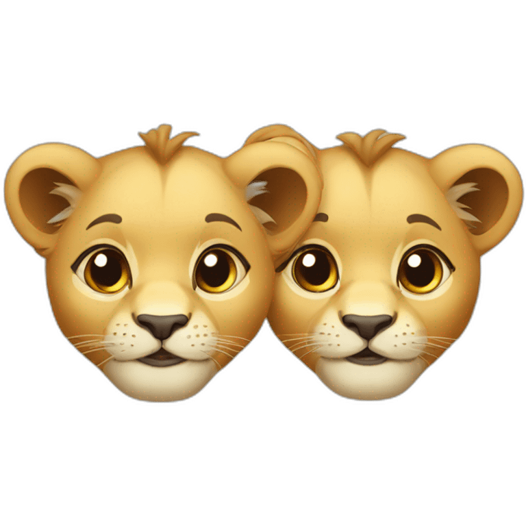 Two cute lion cubs emoji