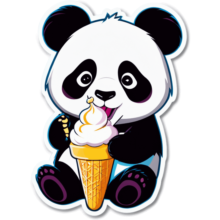 Panda eating ice cream emoji