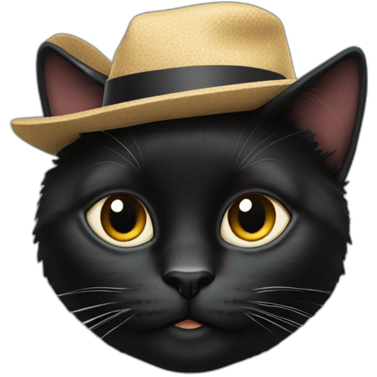 A black cat with a wicht hat emoji