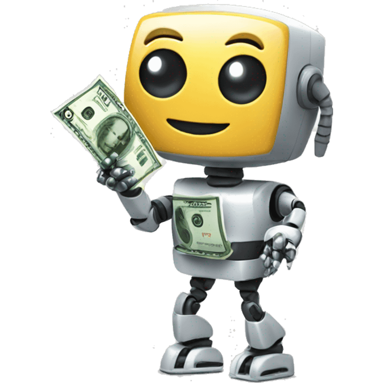 cute robot holding a dollar bill emoji