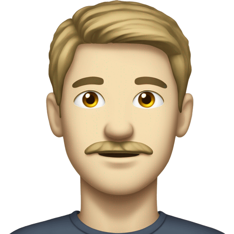 white young guy face with woodcut and slightly moustache emoji