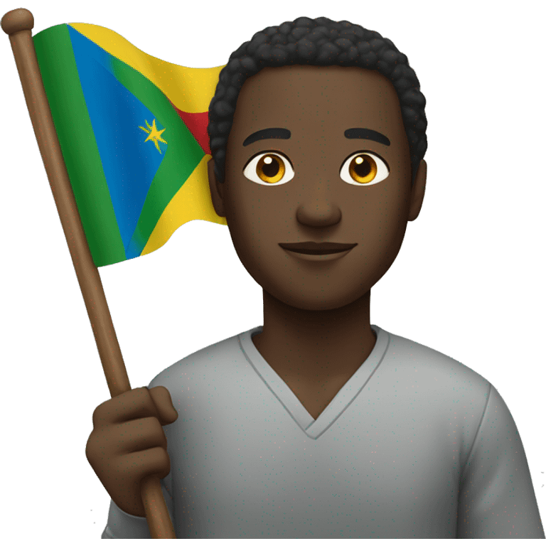 A black man holding the Ethiopia flag emoji