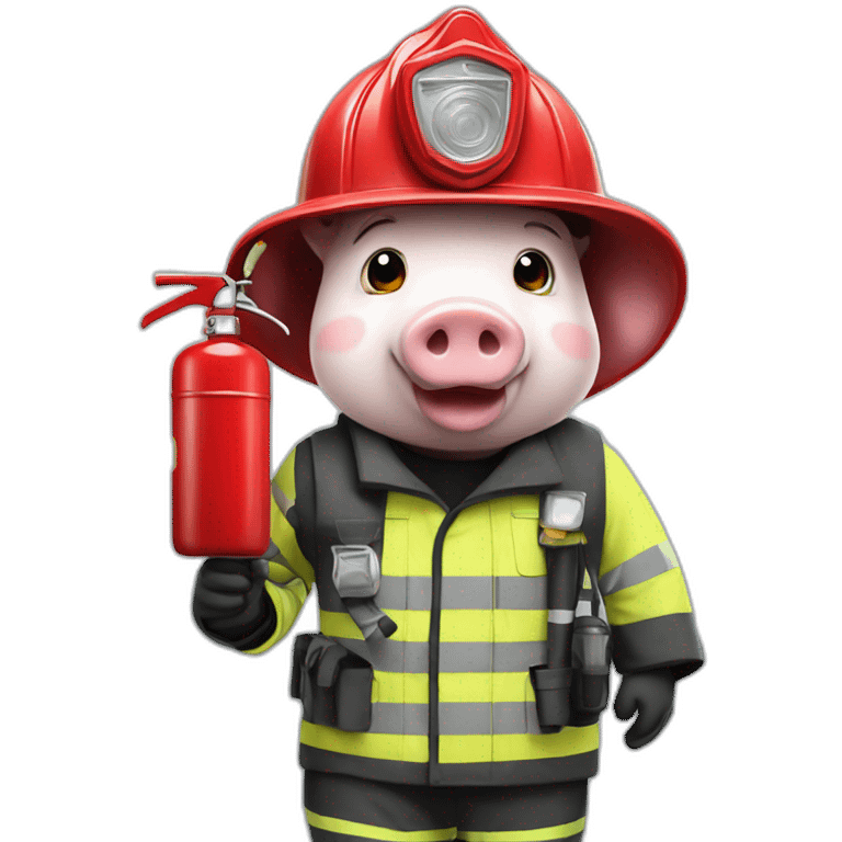 Firefighter pig with extinguisher emoji