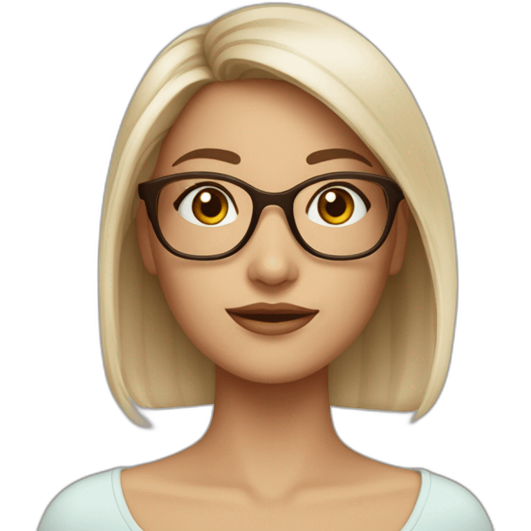 joven mujer blanca cabello marron y lentes emoji