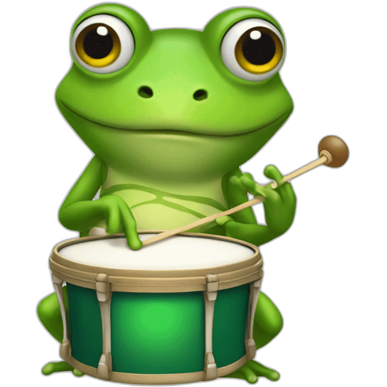 Frog playing drum emoji