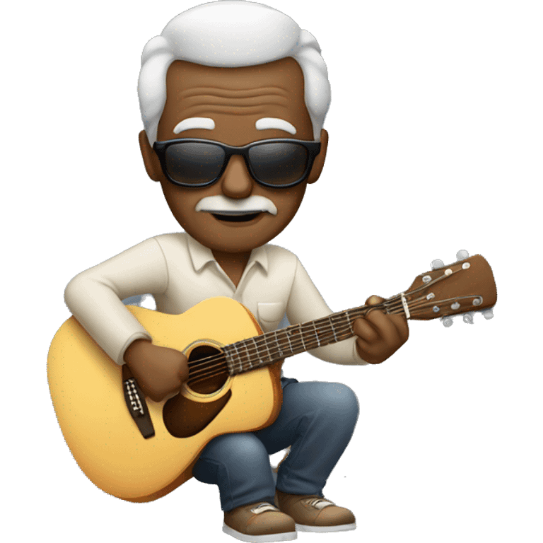 Old Man in sunglasses playing acoustic guitar  emoji