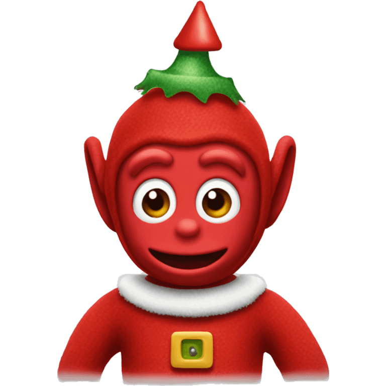 Red Teletubbie with Christmas hat  emoji