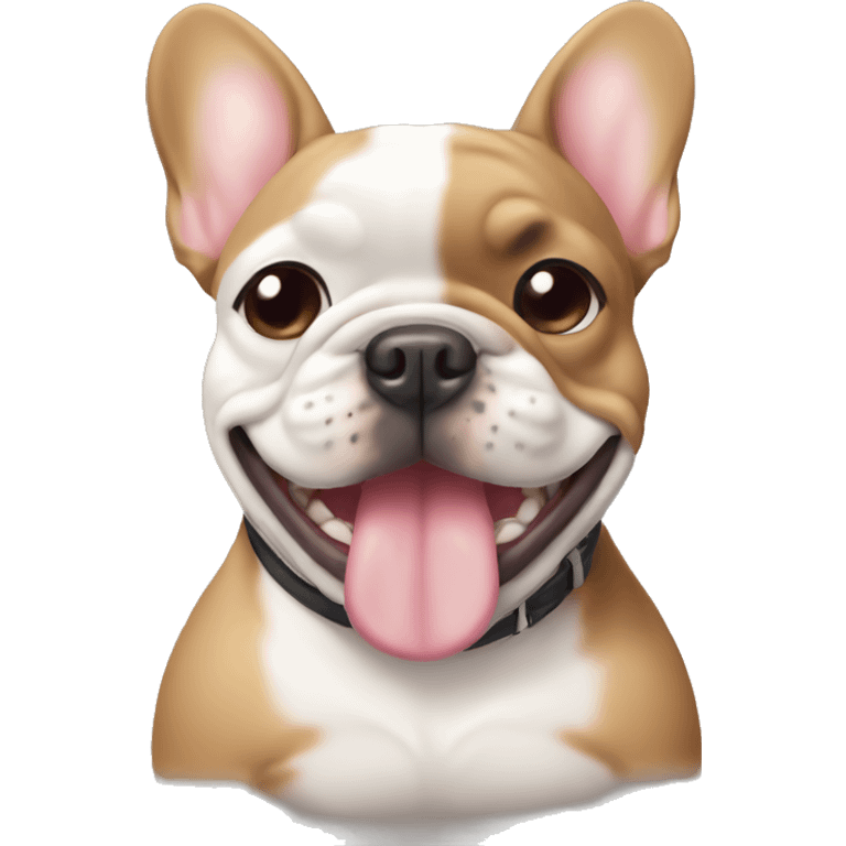 Smiling Frenchie with a top hot emoji