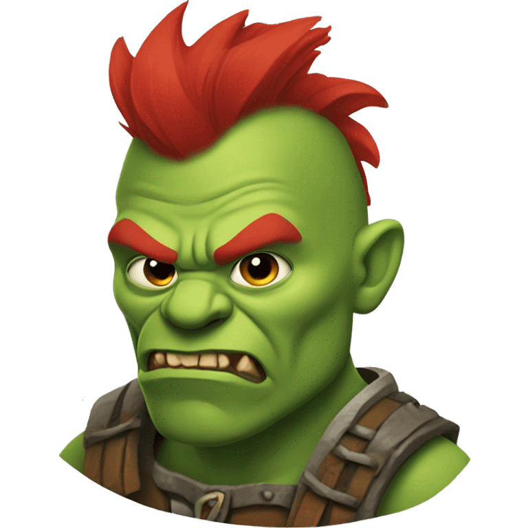 green orc with red beard and red mohican emoji