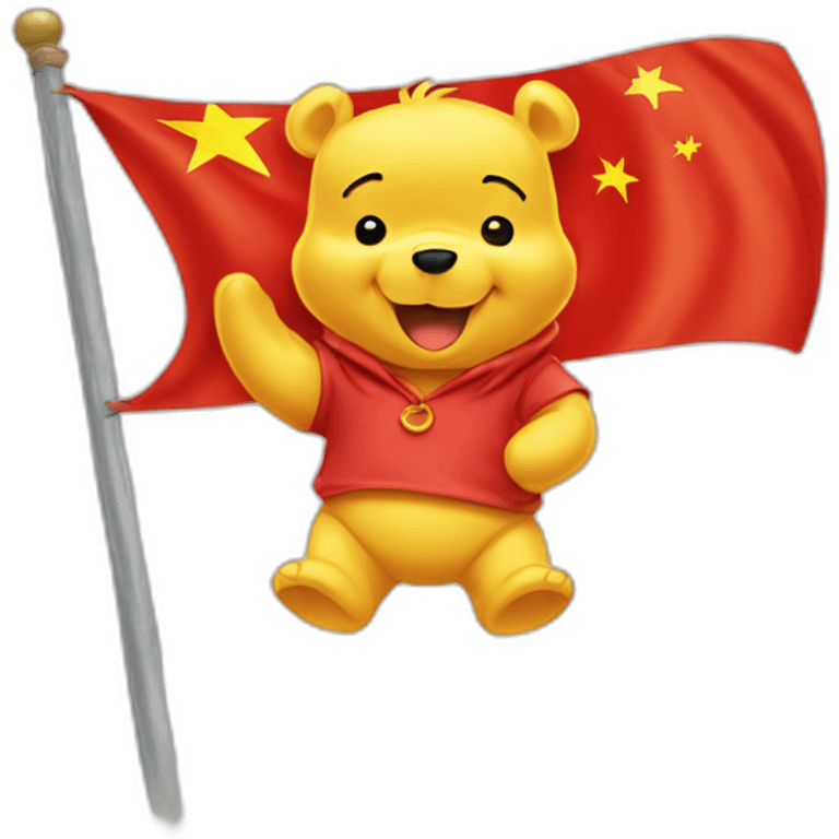 Winnie the pooh with china country flag emoji