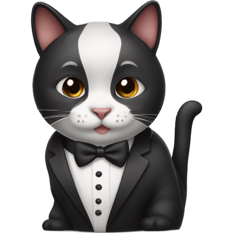 Cat mixed with a panda wearing a tuxedo  emoji