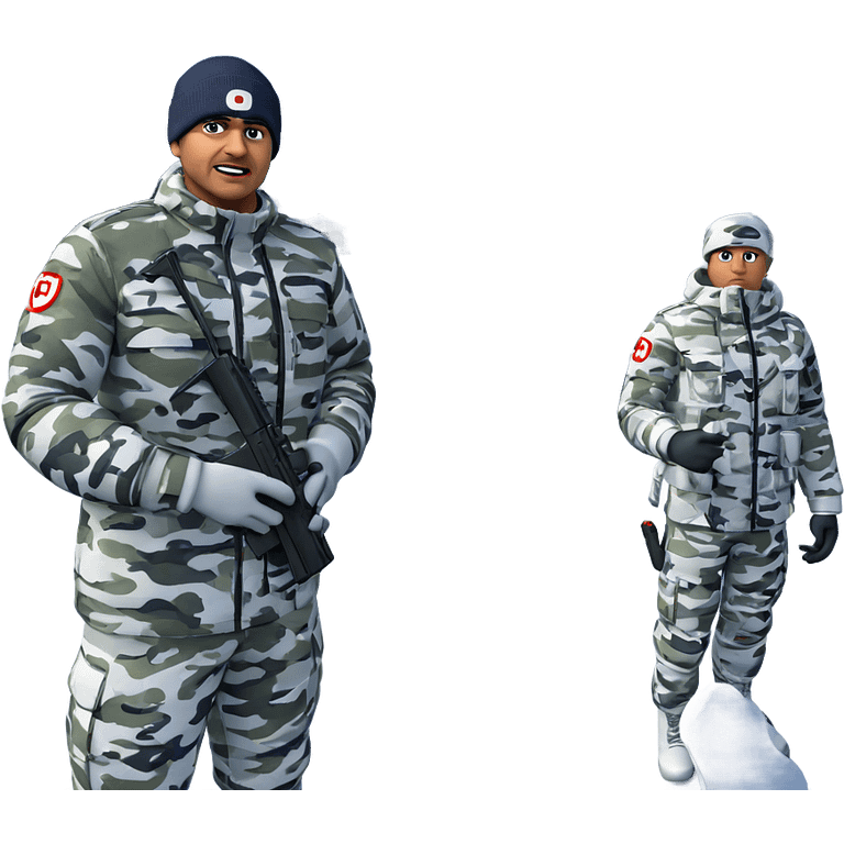 soldiers in snowy camouflage setting emoji