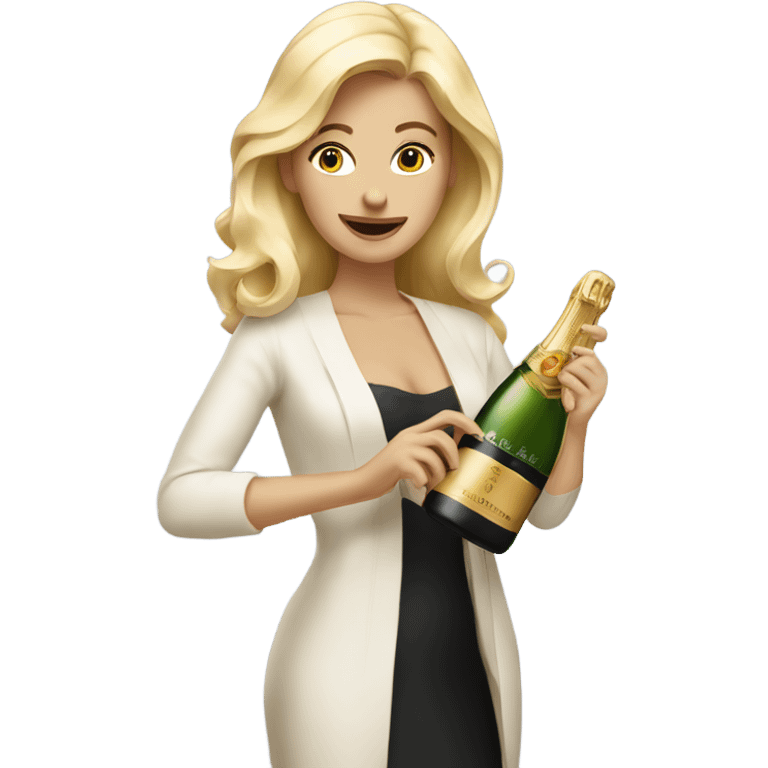 À blonde woman are opening a bottle of champagne emoji