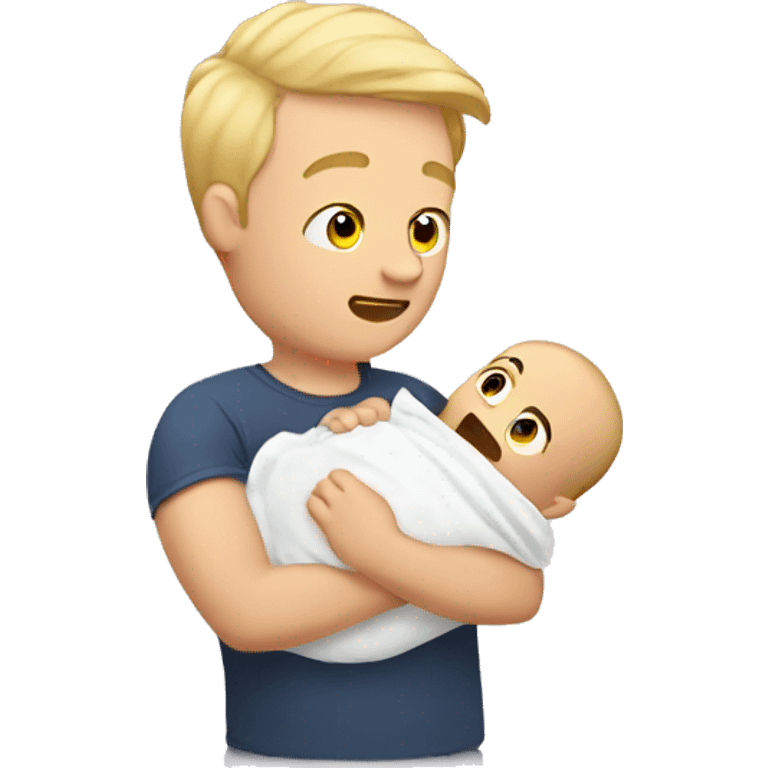 blonde dad changes diaper to baby emoji