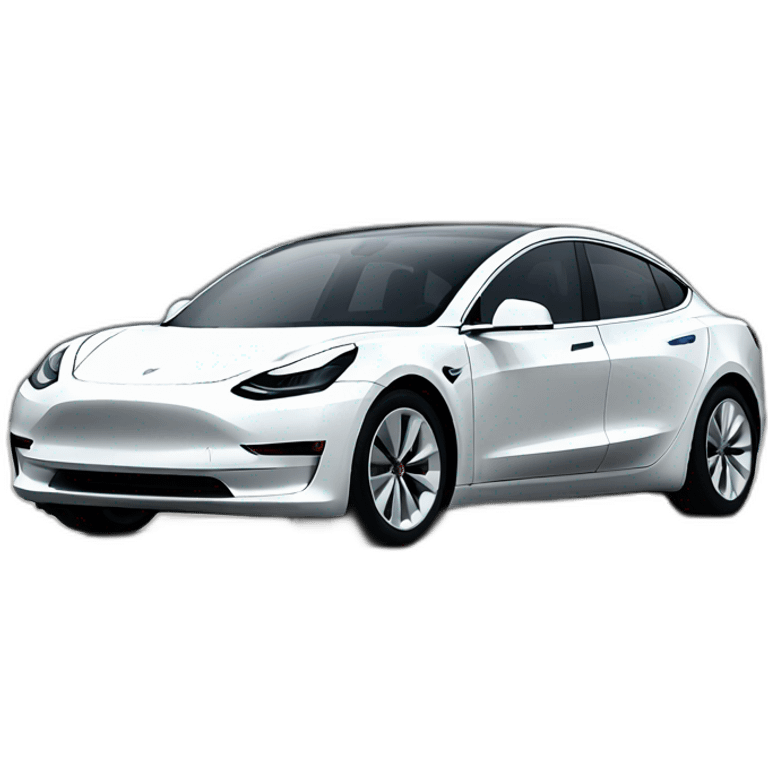 front view of a white tesla model 3 emoji