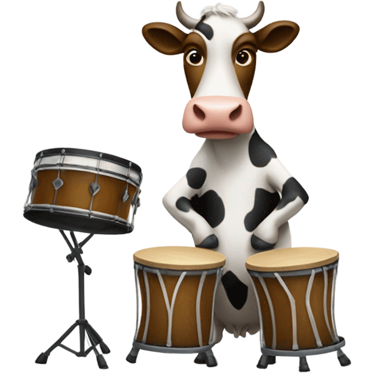 Cow playing the drums emoji