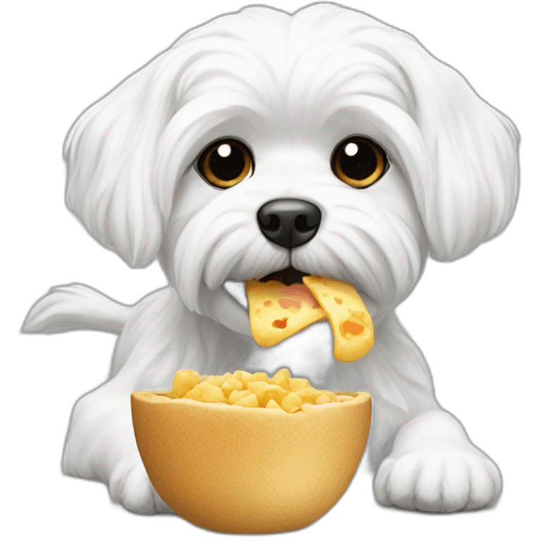 Maltese dog eating emoji