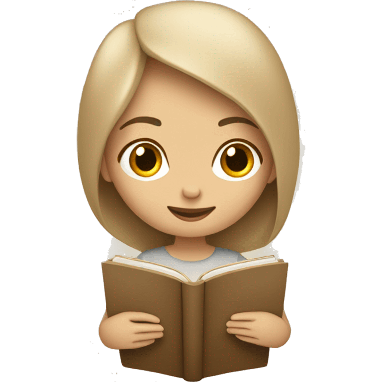 Girl reading a book. In beige tones  emoji