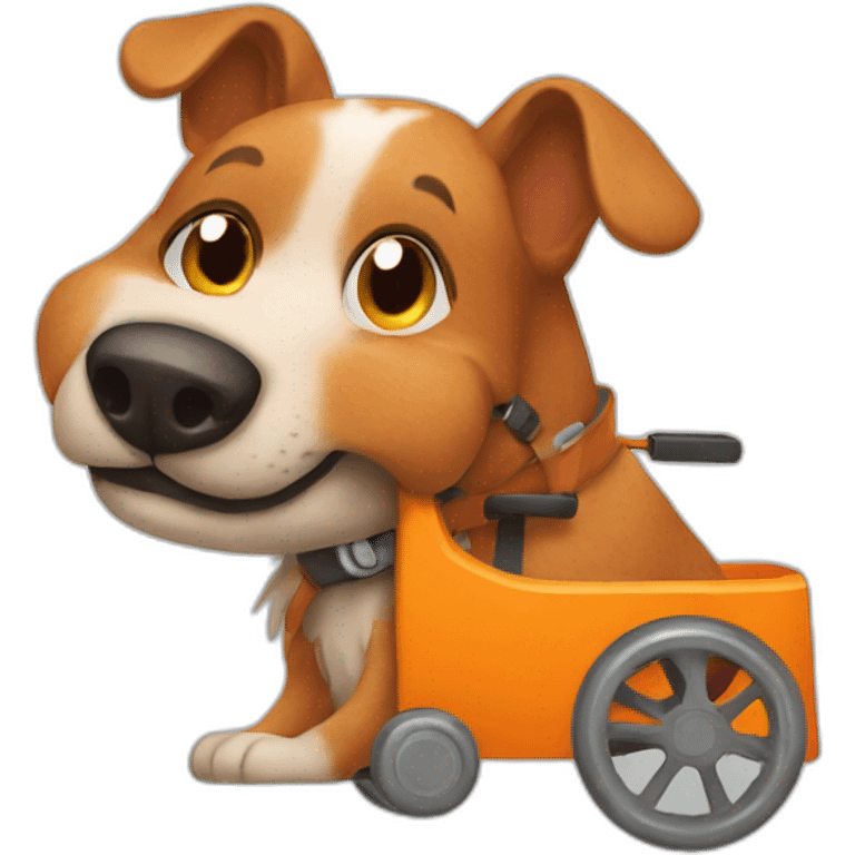 dog in orange wheelchair emoji