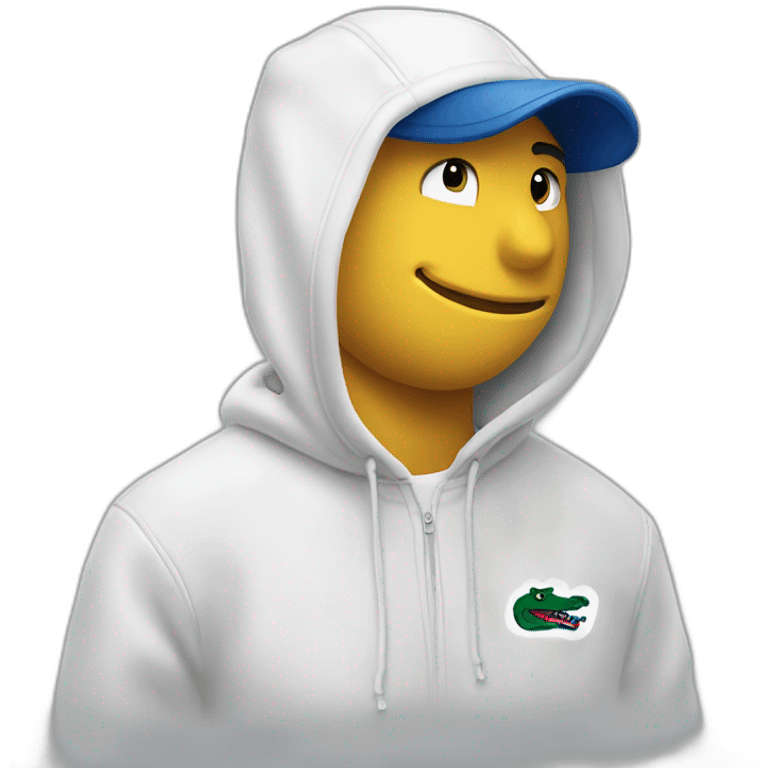 Lacoste smiking friends with white lacoste hoodie emoji