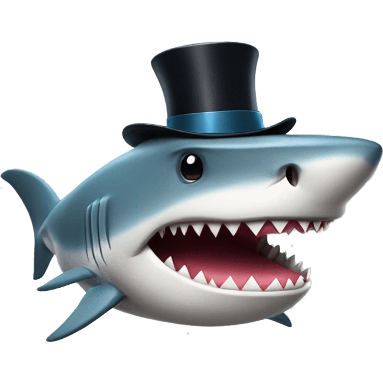 Shark with a top hat emoji