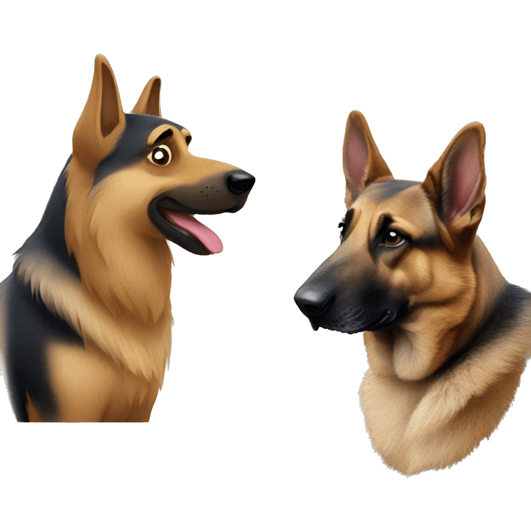 German shepherd next to a squirrel emoji