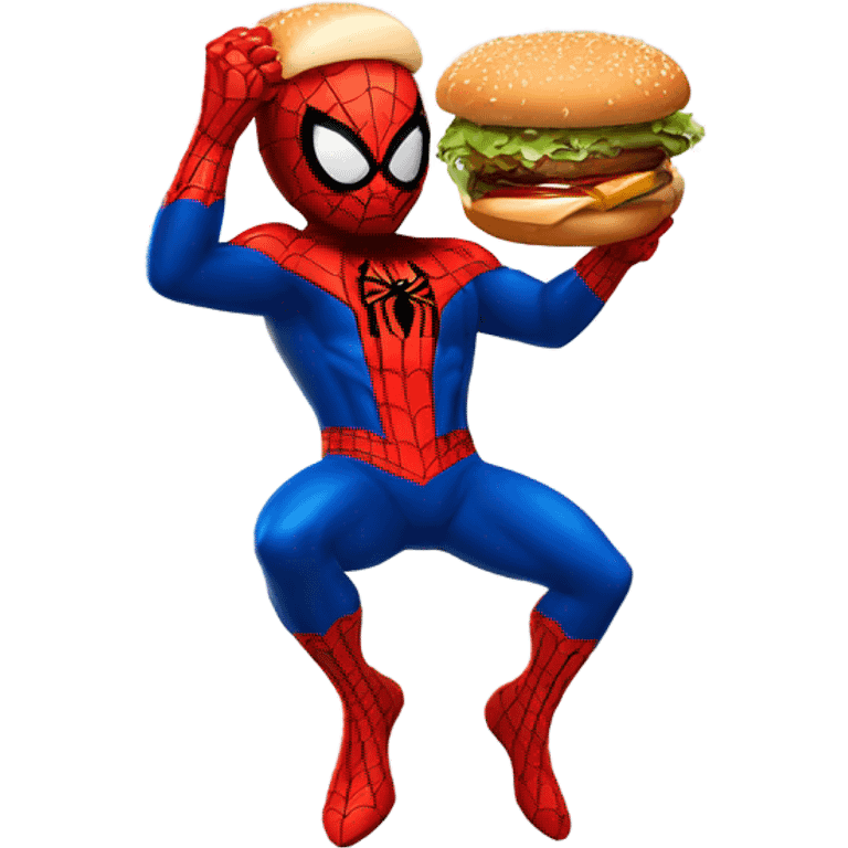 Spider-Man eating a burger emoji