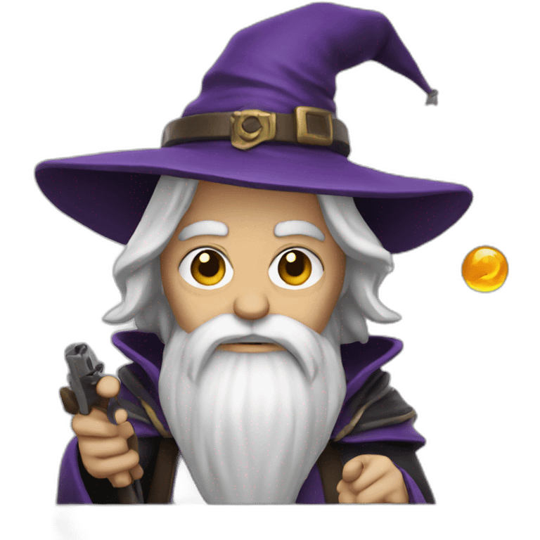 Wizard with gun pointing emoji