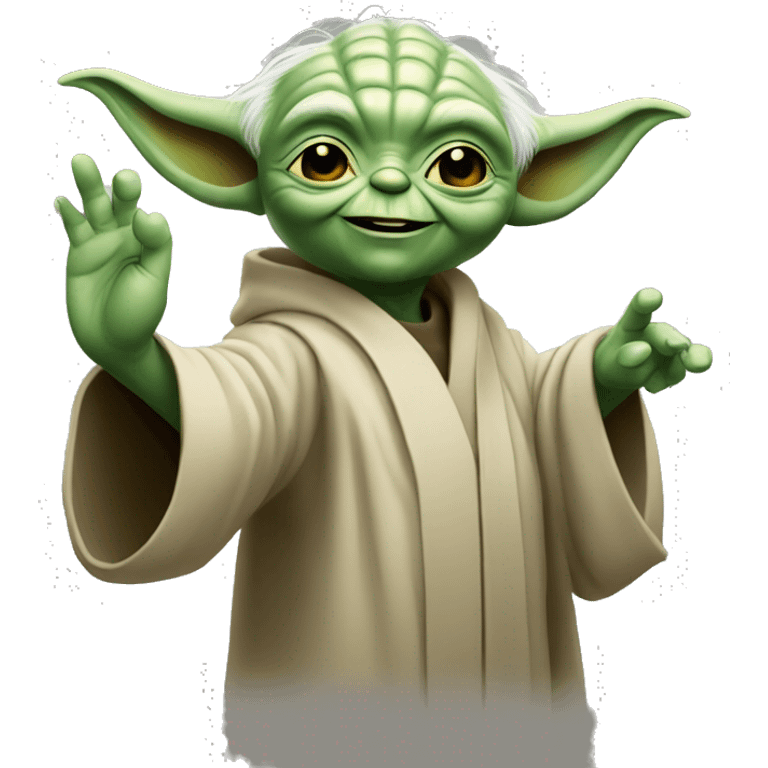 yoda happy smilin waving emoji