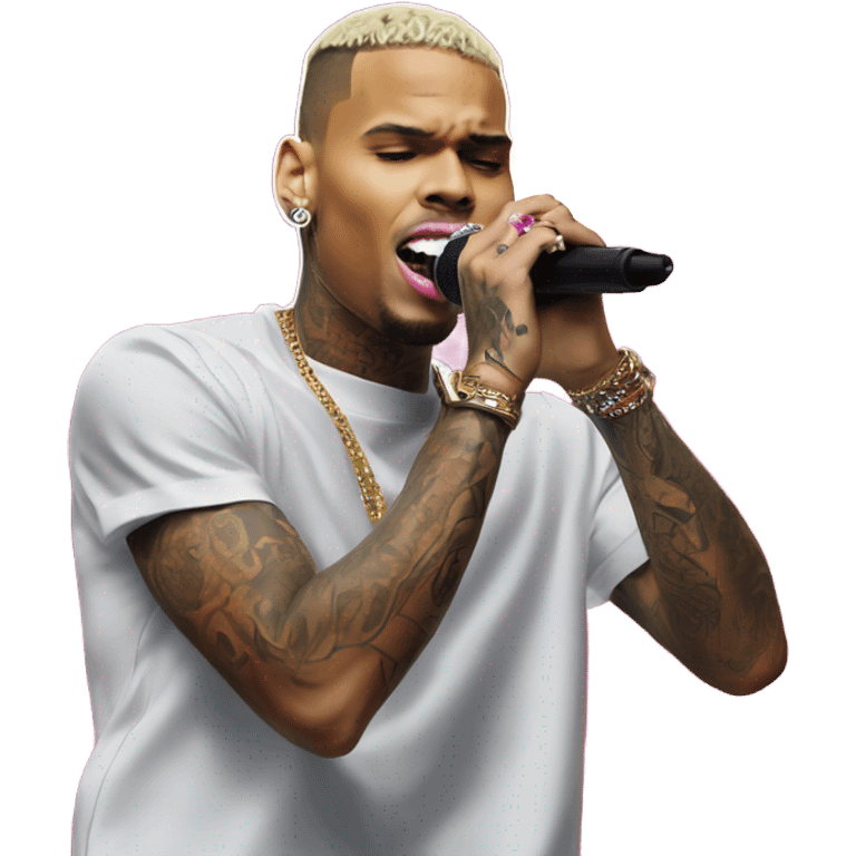 Hyper Realistic Chris Brown on stage singing  emoji