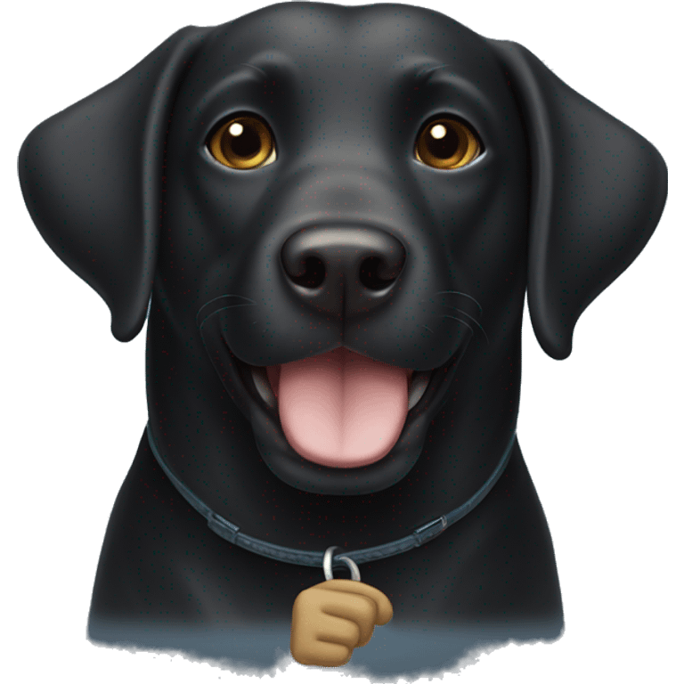 black Labrador Retriever Head smiling and holding thumbs up with its paw emoji