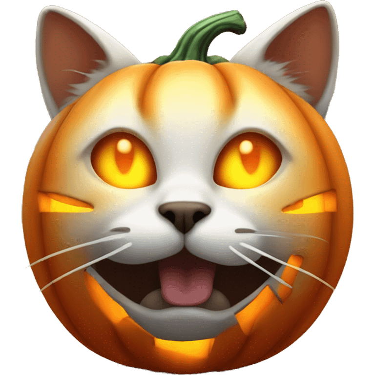 Cat glowing Jack-o-lantern emoji