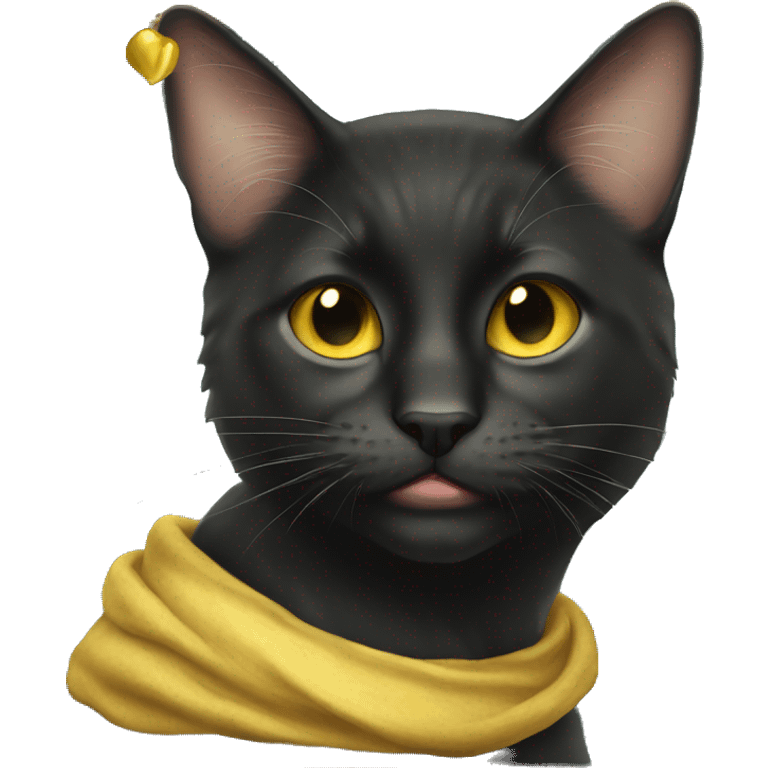 Golden kiss black cat emoji