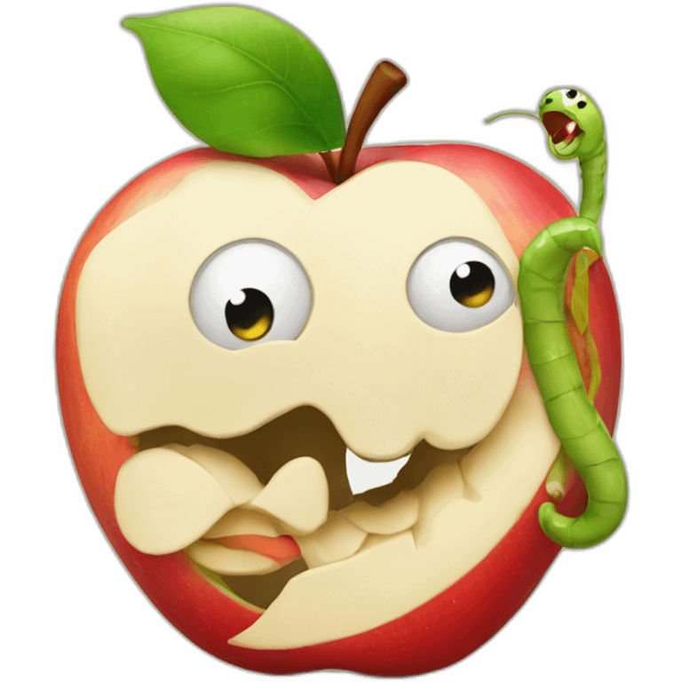 apple and worm emoji