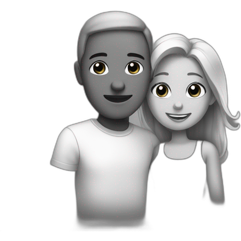 love couiple black and white emoji