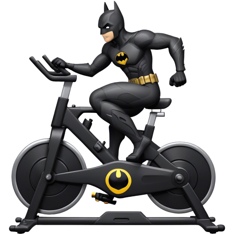 black Batman suit on a spinning bike emoji